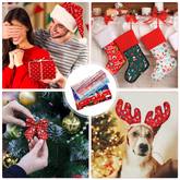 CraftsFabrics 8Pcs 100% Cotton Christmas Fabric Bundles Santa Elk Snowflake Printing Fabric Squares for Patchwork Sewing DIY Craft